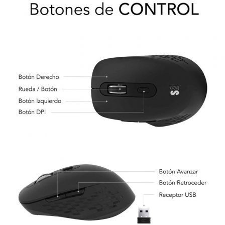 Subblim Curve Ergo Dual Ratón Ergonómico Inalámbrico Negro